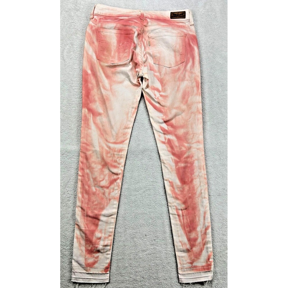 Levi's Tie Die Panted Denim Women 27 Pink Cream Skinny Raw Hem Fun